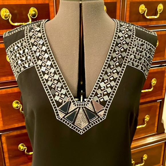 BCBG MaxAzria Bead Embellished Black Party Dress - Picture 3 of 8